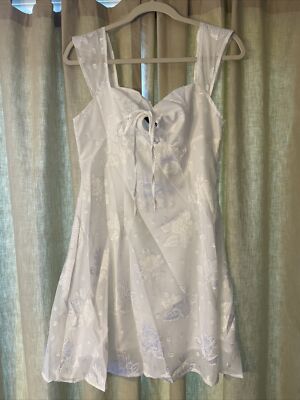 NEW Cider Women's Size Large White on White Floral Mini Dress | eBay
