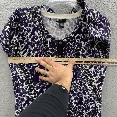 Cardigan Femme Carole Little Taille L – Imprimé Animalier Noir Et Blanc – Coton – Boutons Pression Métal – Occasion Très Bon état