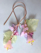 PINK LAVENDER cluster ACRYLIC dangle earring SP "U" HOOK