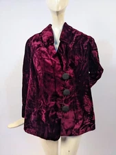 BEAUTIFUL ANTIQUE EDWARDIAN RICH RED WINE SILK VELVET JACKET 