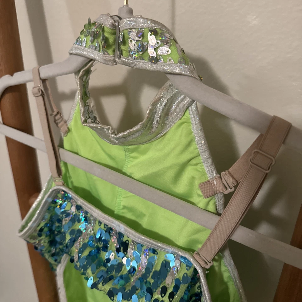 Революция зеленый блестки девочек TAP джаз хип-хоп концерт танцевальный костюм Sz LC - Изображение 4 из 4
