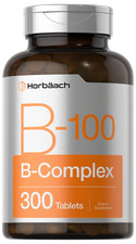 Vitamin B-100 Complex  300 Tablets  Vegetarian, Non-GMO  by Horbaach