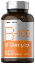 Vitamin B-100 Complex | 300 Tablets | Vegetarian, Non-GMO | by Horbaach