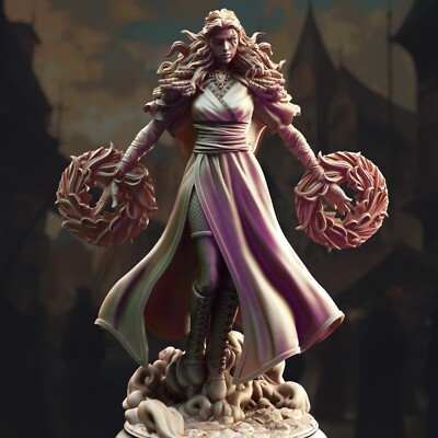 Tyria Ravensong Half Elf Dark Sorcerer Wizard Cleric Miniature | D&D DnD