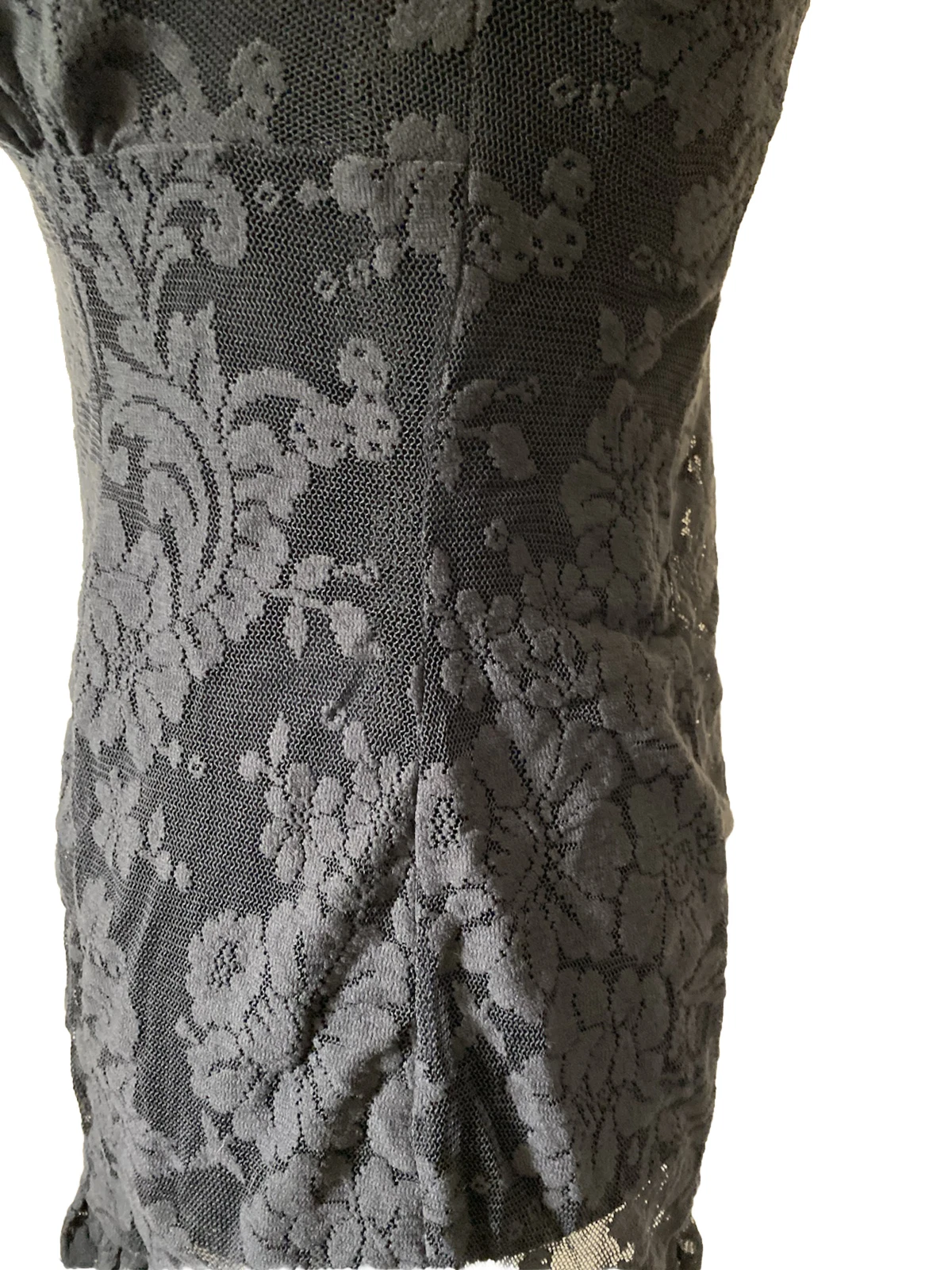 UNDERCOVER Abito da notte vintage Victoria's Secret nero elasticizzato in pizzo cravatta taglia media