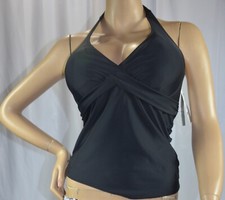 NWT 72 Athleta Size 34B/C 34 B C Black Tara Halter Tankini Swimsuit Top 964871