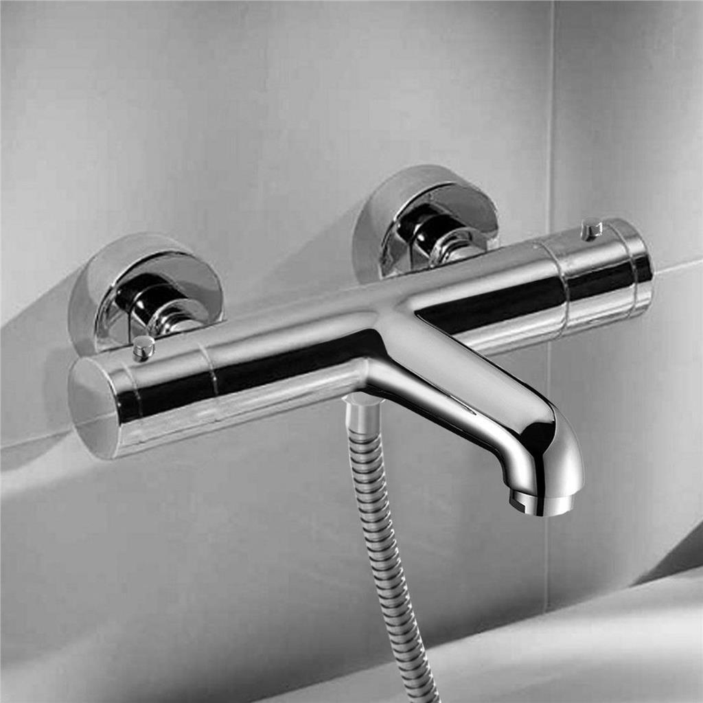 Libra Thermostatic Wall Mounted Modern Chrome Bath Shower Mixer Tap eBay