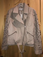 Nwt Woman's New York & Co Beige Studded Motorcycle Jacket