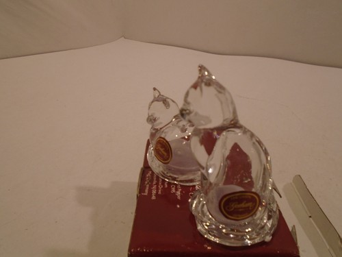 Vtg New old stock Gorham Germany Fine Crystal Cats Salt and Pepper Shaker Set - Picture 3 of 6