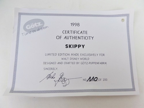 Gotz Skippy Soft Doll Disney World 1998 Leopard Print Clothes Signed by Artist - Picture 4 of 4