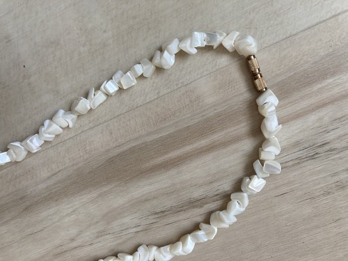 Collar de piedras preciosas de ágata blanca vintage, cadena divisor de 14"" de largo Milchachat - Imagen 2 de 6
