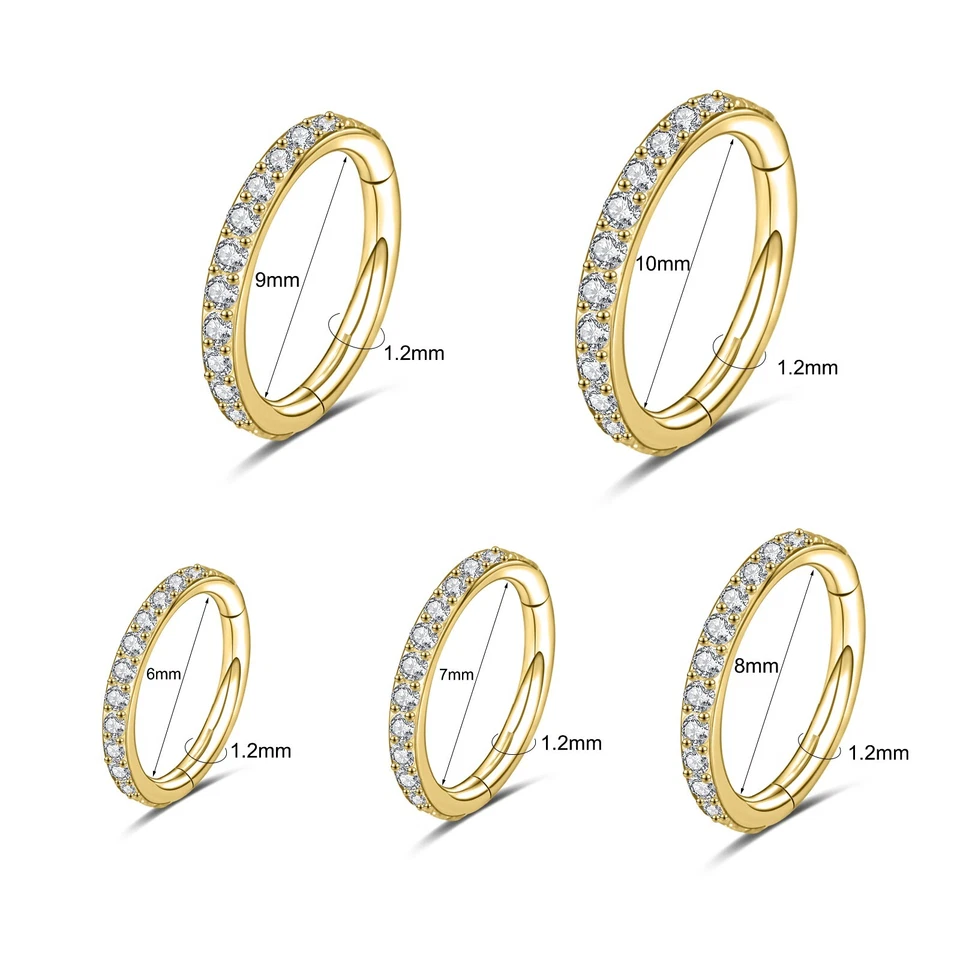 1 Pc Surgical Steel Nose Ring Hoop Septum Piercing CZ Cartilage Earrings Jewelry - Image 4 of 4