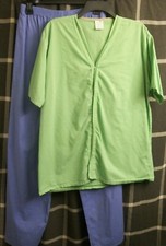 Unisex Mixed Scrubs Lot Sz M L Elastic Waist Pant Button Shirt Standard Textile