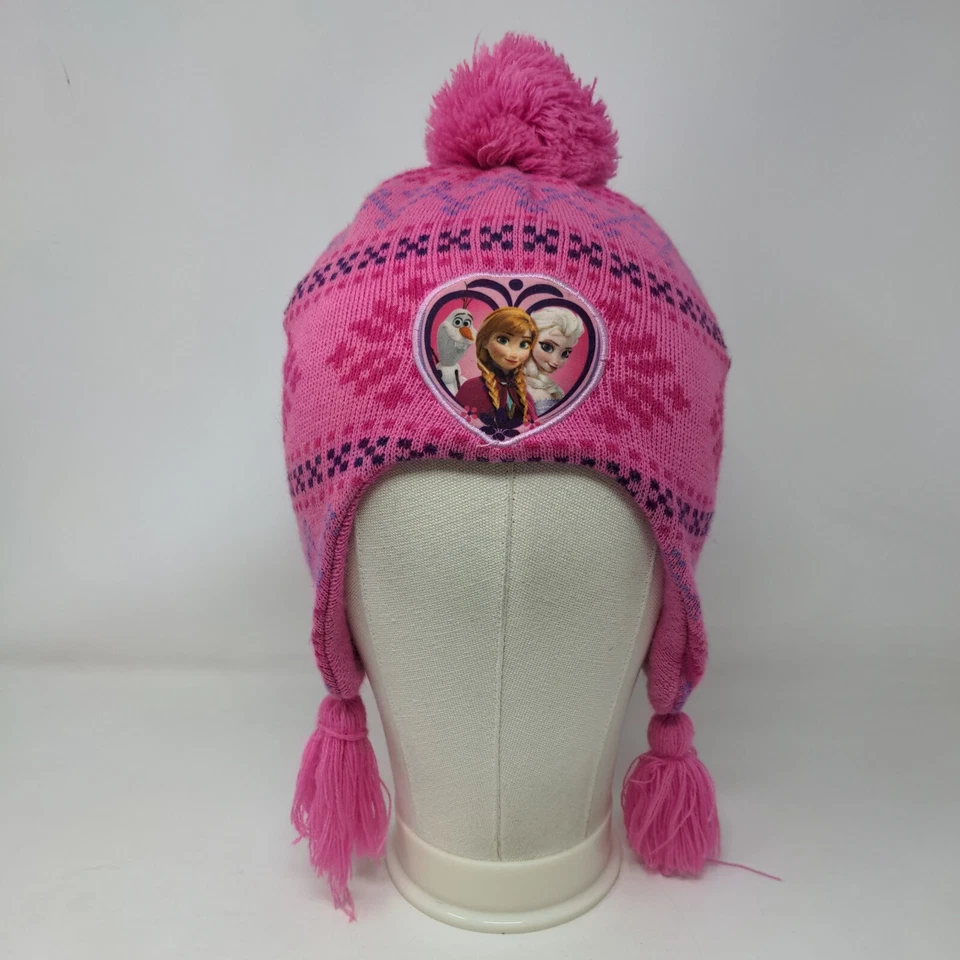 Disney Frozen Tejido Pom Pom Gorro Rosa Talla Única Oreja Solapa Fair Isle Foto 2 de 4