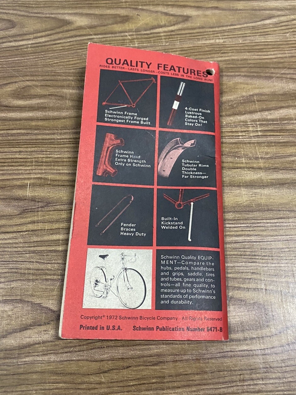 Vintage 1972 Schwinn Owners Manual For Lightweight Bicycles | eBay