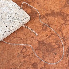 Sterling Silver 1mm Cable Chain Necklace NEW Adjustable 18- 20" Length