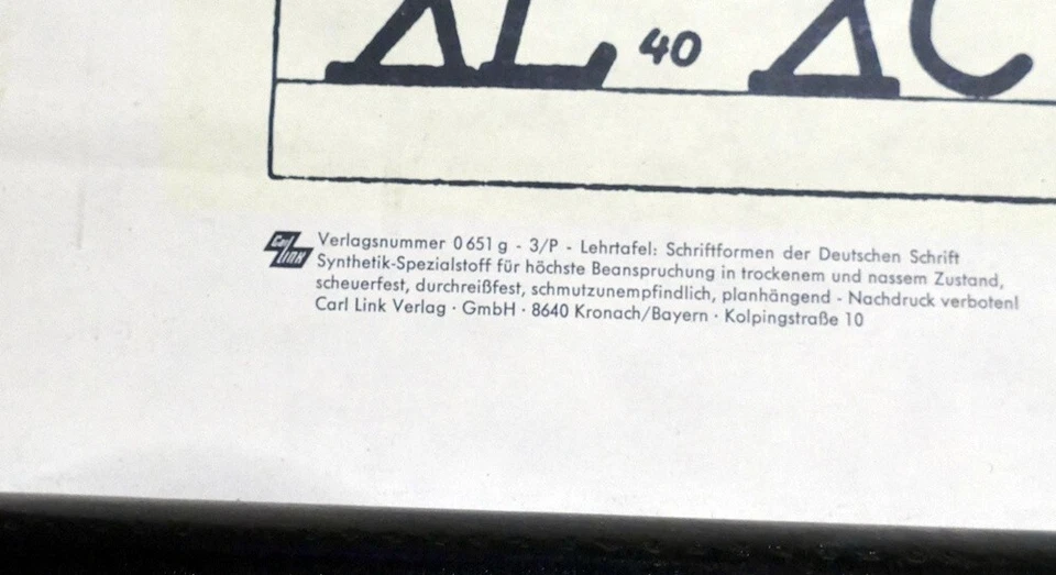 Lehrtafel Sütterlin Deutsche Schrift Carl Link - selten - Bild 3 von 4