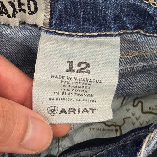 Ariat Boy Jeans 12 Blue Denim B4 Straight Bootcut Inseam 28" - Picture 3 of 11