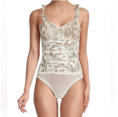 Intimately Free People Womens Weekend Plans Ivory Rouched Bodysuit S
