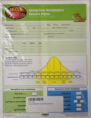 MAVA44 - MAVA Receptive Forms 30 Count Expressive Vocabulary Record Form