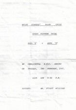 Wales Schools Under 16 Trial - Area 'E' v Area 'D'  2 Feb 1982 RUGBY PROGRAMME