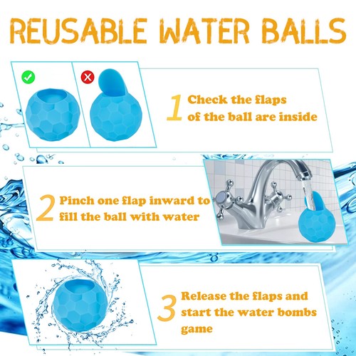 12Pcs Silicone Water Balloons Reusable Quick Fill Water Balloons Soft qrIdH - Picture 2 of 12