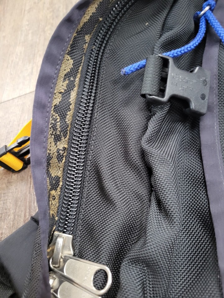 Vintage 1990s Black Yellow Hiking Camp Backpack 20" top to bottom eBay