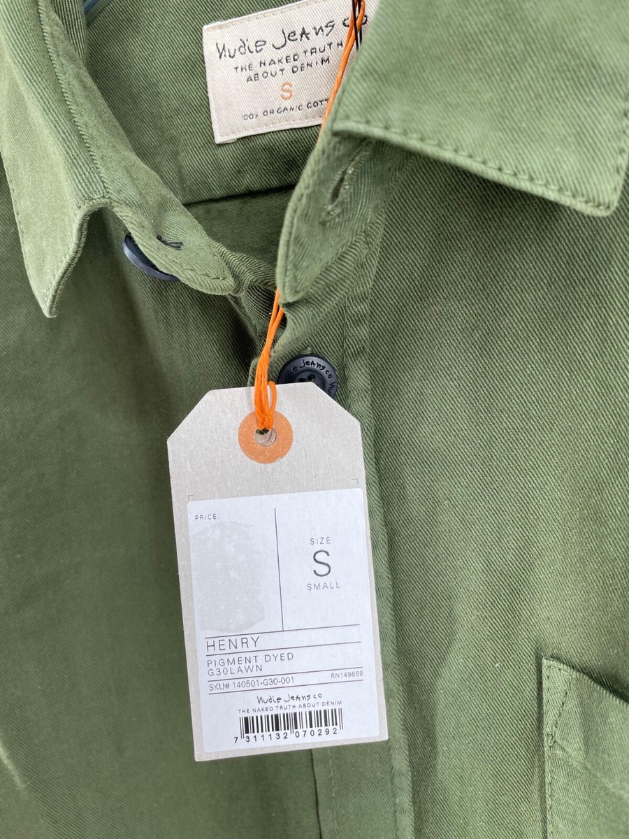 Nudie Jeans Co Mens Shirt Henry Small G30LAWN Green Pigment