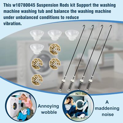 Whirlpool Ricambi Kit 4 Aste Sospensione Lavatrice Per Maytag, Amana, Whirlpool - Ricambio W10780045, W10821966 Sedia Comoda Wc Pieghevole