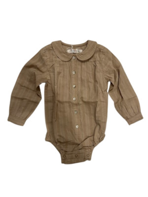 Coco Blanc Camel Linear Collar Romper Girl 2 NWT 