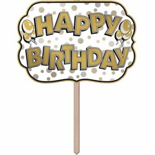 Foil Happy Birthday Yard Sign 10" x 14.5" Paper Birthday Decorations Supplies