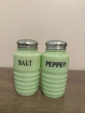 PAIR Vintage Uranium Jadeite Green Beehive Sa...