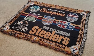 PITTSBURGH STEELERS THROW BLANKET by DANBURY MINT-5 TIME CHAMPIONS-58'' x 45''