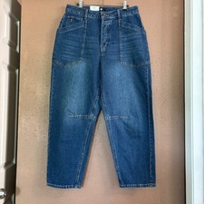 Frye Barrel Jean Medium Wash High Rise Button Fly Denim Size 8 NEW
