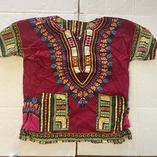 Lofbaz XS Red Women  s African Dashiki W/ Pockets T Shirt
