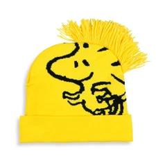 Peanuts Woodstock Beanie 3D Hair Character Cuffed Pom Beanie Hat Cap
