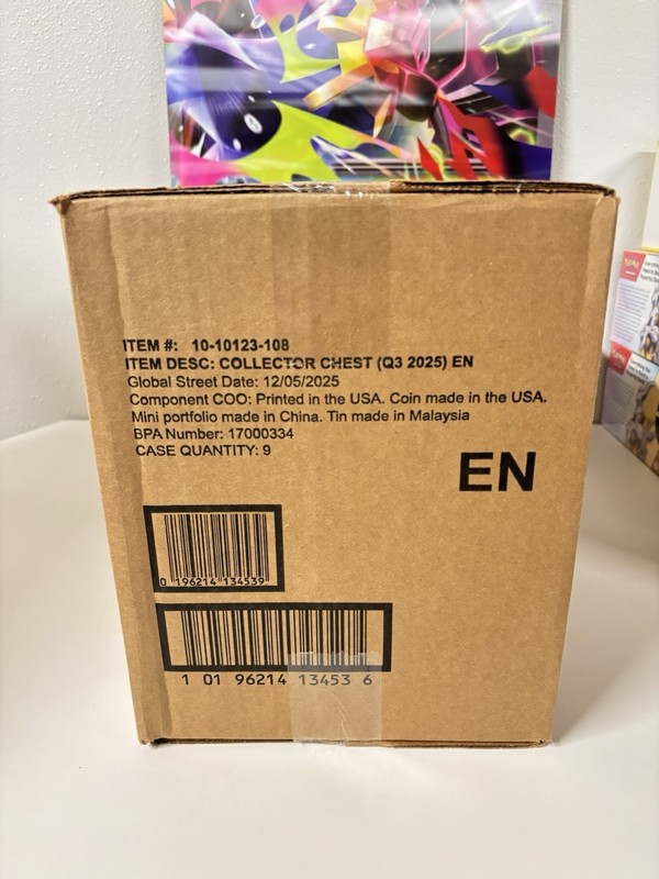 Factory Sealed Pokemon TCG 2025 Fall Collector Chest Tin 9-Box Case