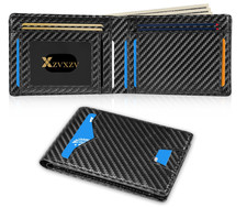 Men's Slim PopUp Bifold Carbon Fiber Wallet, RFID Blocking, Money Clip, Men Gift