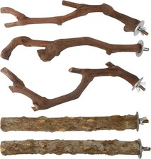 5PCS Bird Perch Stand Natural Wooden Parrot Branch,3 Grape Wood brown