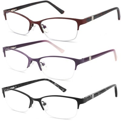 HOTJOJO 3 Pack Reading Glasses for Women Blue Light 1.5x, Black Red Purple