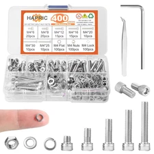 400 Pcs M4 Screws Kit M4 Screw Assortment Nuts and Bolts Assortment Kit Metric M