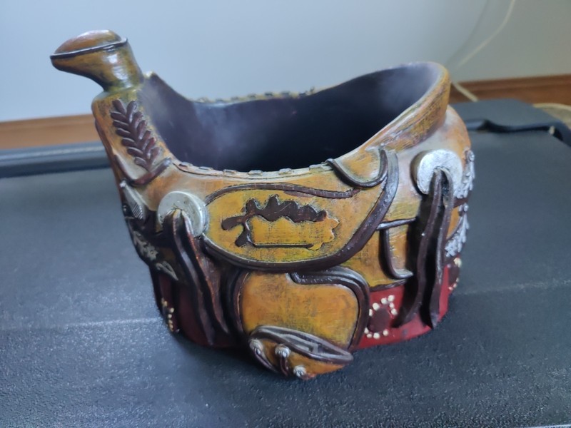 Western Horse Saddle Cowboy Decoration Shelf Display or Planter Holder 12" x 9"H