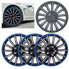 <!--F#f_0-->4pcs 15in Wheel Hubcap Snap On Hub Caps Cover BlackBlue Car For R15 Tire &&<!--F/-->