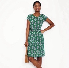 New Boden Amelie Green Floral Shift Dress Short Sleeve size 8 Career Office Ab13