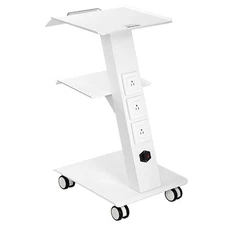 Uimoso Trolley Cart Dental Lab Mobile Rolling Serving Cart 3 Layers with Socket