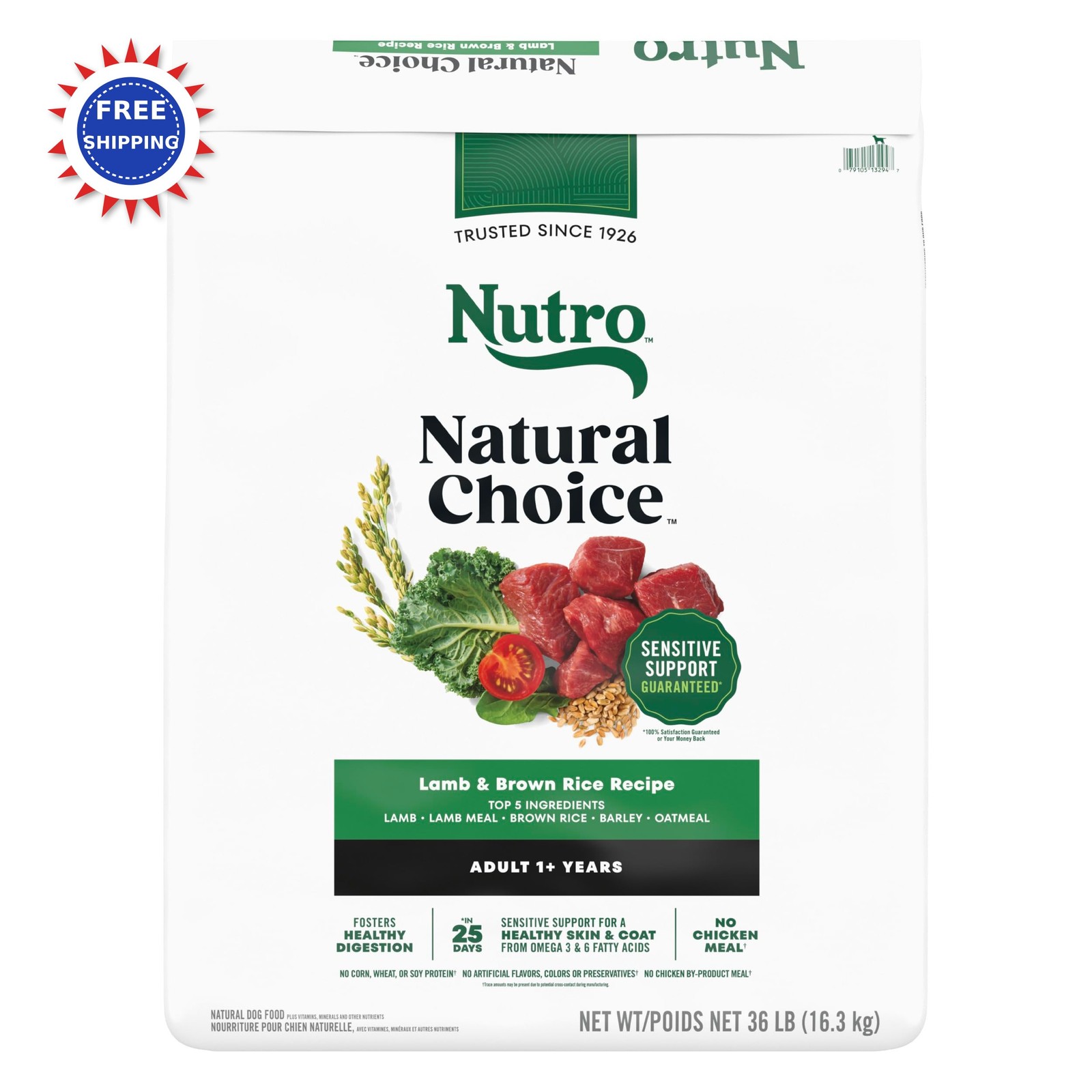 Lamb & Brown Rice Recipe 36 Lb. Bag Nutro Natural Choice Adu
