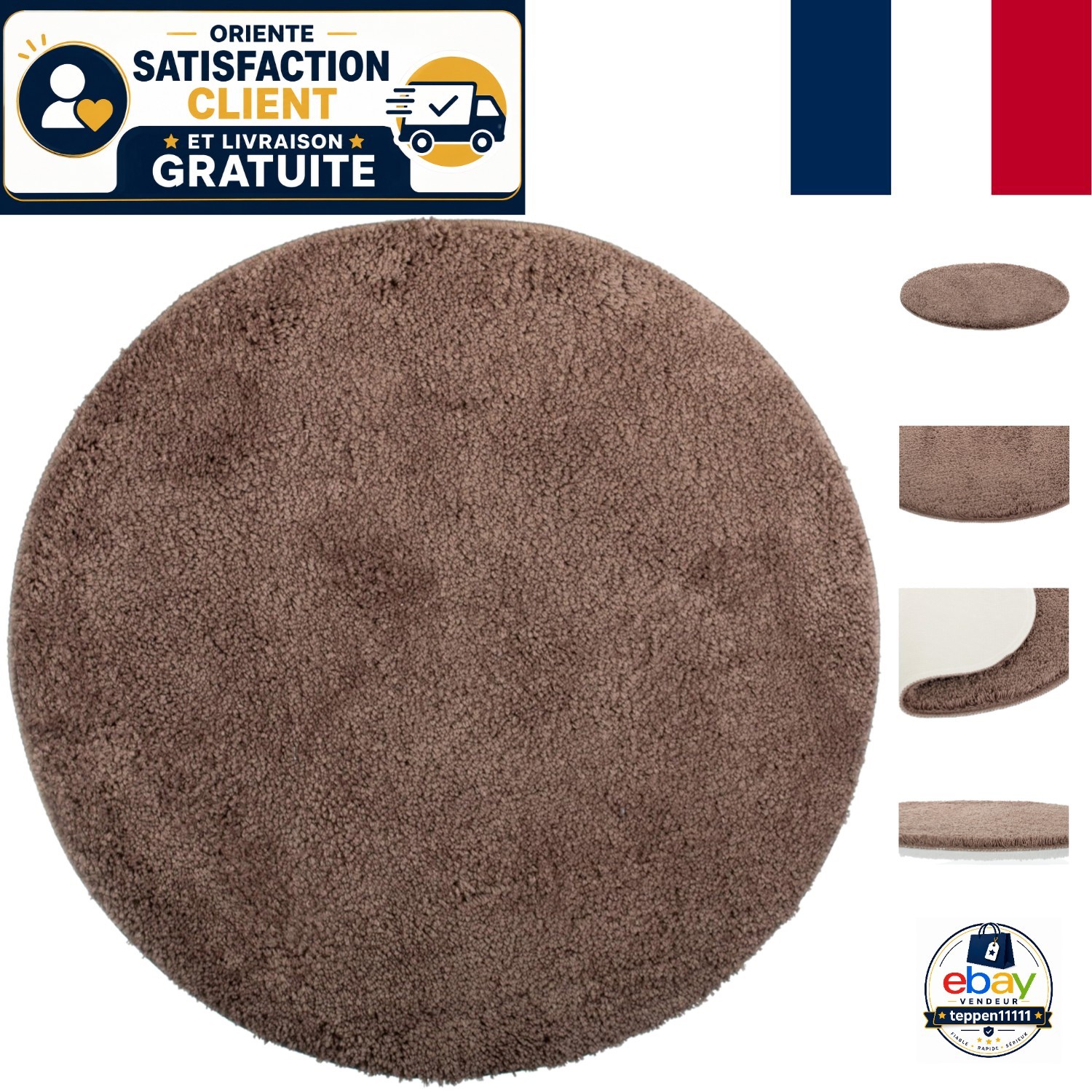 Tapis de salle de bain haut de gamme en micro-chenille douce de 60 cm