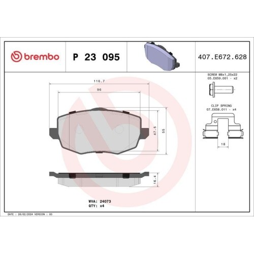 Plaquettes de frein Brembo P23095 pour stopper le sifflement sur Lancia
