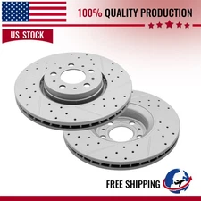 Front Drilled Slotted Brake Disc Rotors Pair For 2003-2011 2012 2013 Volvo Xc90