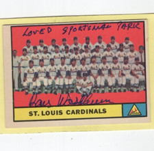 Autographed Ray Washburn Loved Sportsman Park Team card 1961 Topps Cardinals